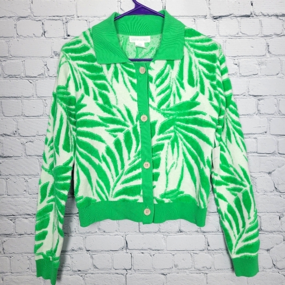 NWT Cynthia Rowley Green Leaf Cardigan